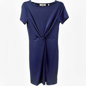Lark & Ro Womens Size 4 Dress Crepe Center Twist Short Sleeve Career Blue New